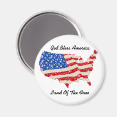 Magnet USA Flagge Gott segne Amerika (Vorderseite/Rückseite)