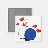 Magnet-Valentine Bowling Ball & Button Magnet (Vorderseite/Rückseite)