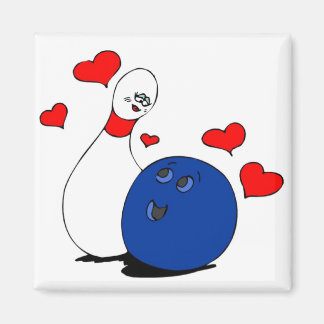 Magnet-Valentine Bowling Ball & Button Magnet