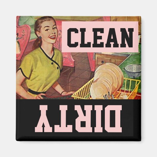 Magnet Vintag Retro Happy Homemaker Geschirrspüler (Vorne)