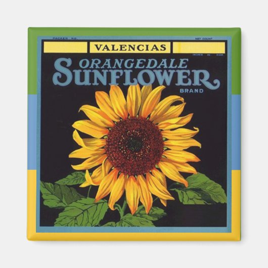 MAGNET ~ VINTAGE-Fruchtholz-Werbung Sonnenblume (Vorne)