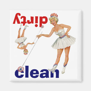 Magnet Vintage Gal Punkte Sauber Schmutzig Geschir