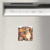 Magnet "Vintage Kinder lesen von Bibliotheksbücher (In Situ (Geschirrspüler))