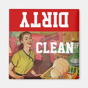 Magnet Vintage Retro Glückliche Hausfrau Geschirrs