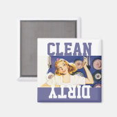Magnet Vintage Retro Glückliche Hausfrau Geschirrs (Vorderseite/Rückseite)