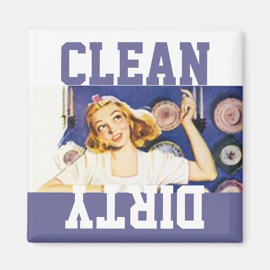 Magnet Vintage Retro Glückliche Hausfrau Geschirrs (Vorne)