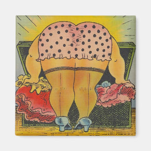 Magnet-Vintage rosa u. schwarze Polka Magnet