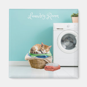 Magnet, Waschküche mit Katze Magnet