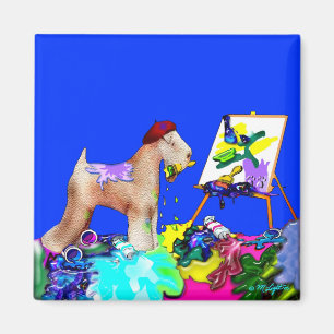 Magnet:  Wheaten Terrier-Künstler (blaues Bkgd) Magnet