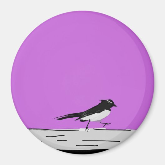 Magnet "Willy Wagtail" (rosa) (Vorne)