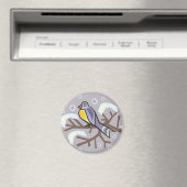 Magnet - Winterlandschaft mit Niedlichem Vogel (In Situ (Geschirrspüler))