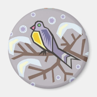 Magnet - Winterlandschaft mit Niedlichem Vogel