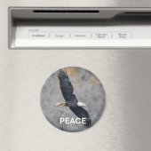 Magnet with Bald Eagle picture and the word Peace (In Situ (Geschirrspüler))