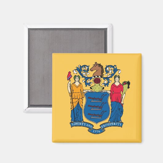 Magnet with Flag of New Jersey State (Vorderseite/Rückseite)