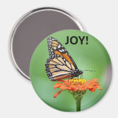 Magnet with Monarch butterfly, flower, and JOY! (Vorderseite/Rückseite)