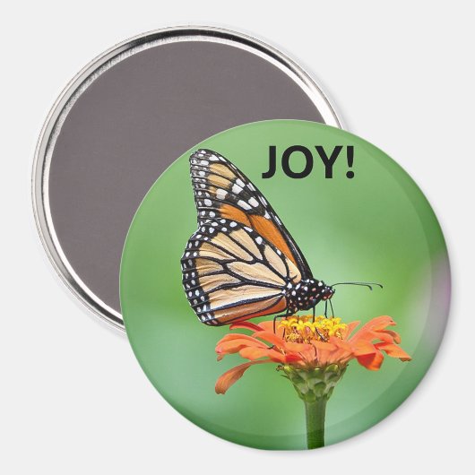 Magnet with Monarch butterfly, flower, and JOY! (Vorderseite/Rückseite)