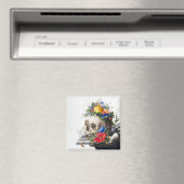 Magnet with skull and flowers scene. (In Situ (Geschirrspüler))