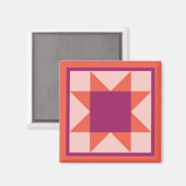 Magnet - Zahn-Sternenquiltplatz (orange/rosa) (Vorderseite/Rückseite)