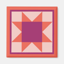 Magnet - Zahn-Sternenquiltplatz (orange/rosa)