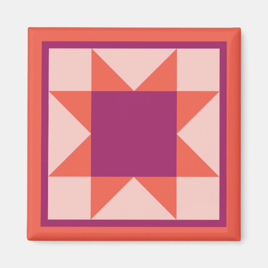 Magnet - Zahn-Sternenquiltplatz (orange/rosa) (Vorne)