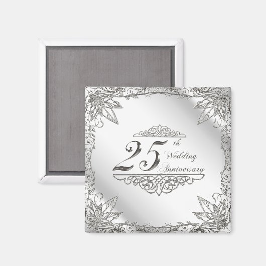 Magnet zum 25. Hochzeitstag (Vorderseite/Rückseite)