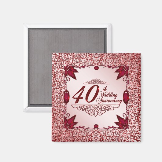 Magnet zum 40. Hochzeitstag (Vorderseite/Rückseite)