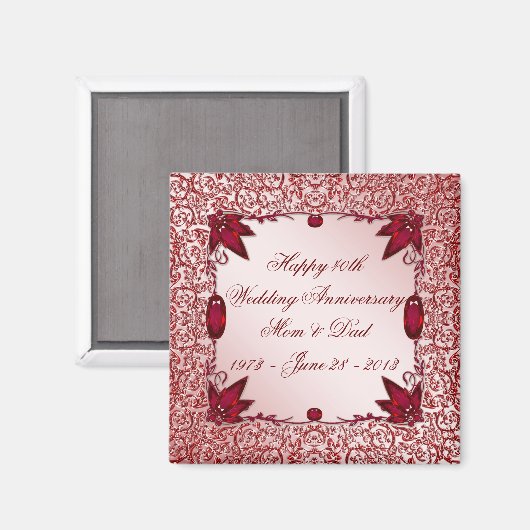 Magnet zum 40. Hochzeitstag (Vorderseite/Rückseite)