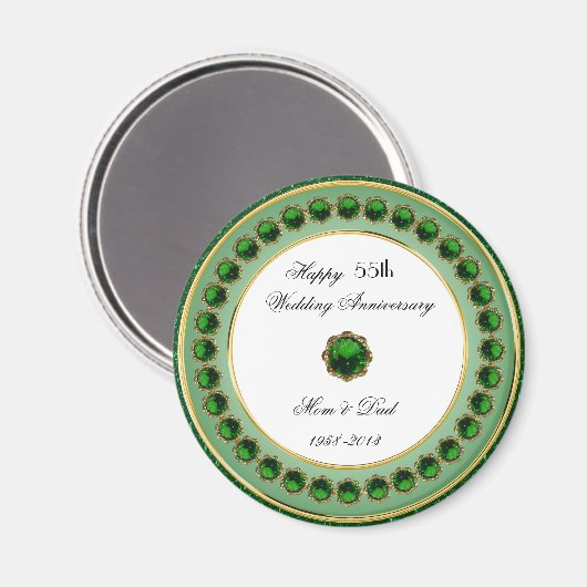 Magnet zum 55. Hochzeitstag (Vorderseite/Rückseite)