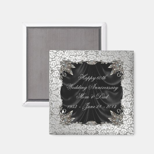 Magnet zum 60. Hochzeitstag (Vorderseite/Rückseite)