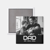 Magnet zum Vatertag mit Foto "Dad Established" (Vorderseite/Rückseite)