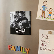 Magnet zum Vatertag mit Foto "Dad Established"