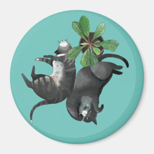 Magnet Zwei Katzen liegen bei einer Pflanze