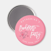 Magnete aus rosa und weißem Junggeselinnen-Abschie Magnet (Vorderseite/Rückseite)