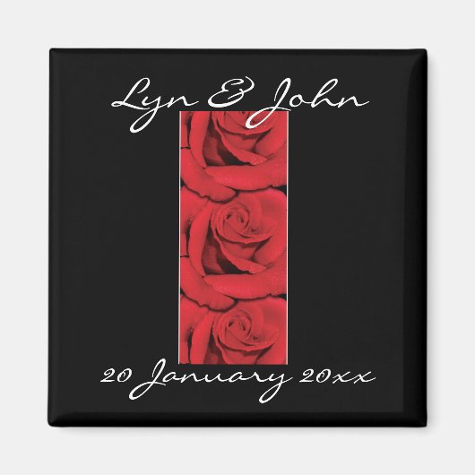 Magnete - elegante Schwarz und rote Rosen Magnet (Vorne)