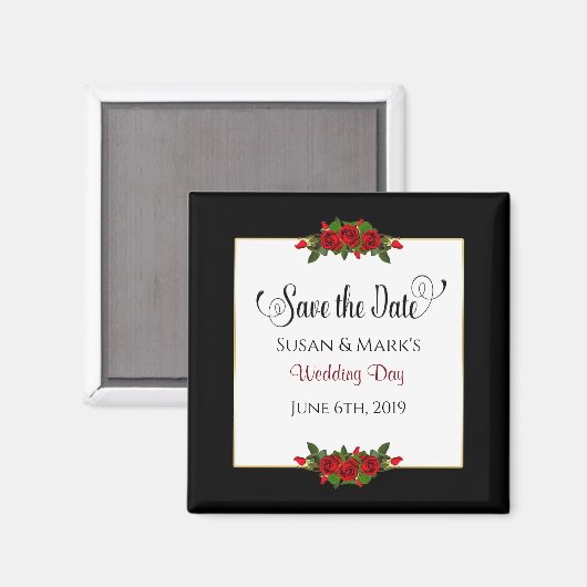 , Magnete, Rote Rose Magnet (Vorderseite/Rückseite)