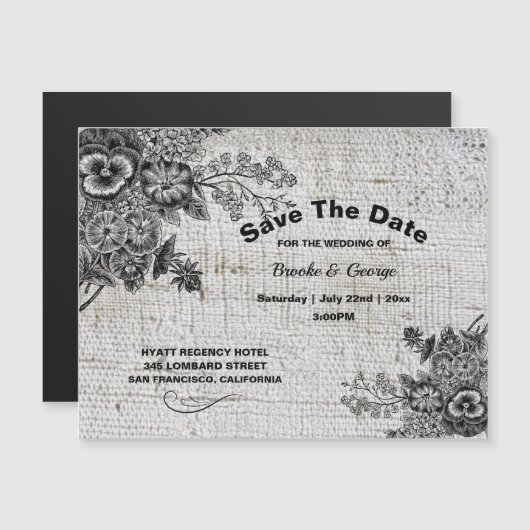 Magnetgraue/schwarze künstlerische Blume Save the  Magnetkarte (Vorne/Hinten)