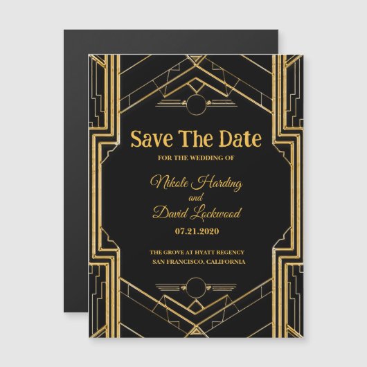 MAGNETIC Art Deco Gatsby Wedding Magnetkarte (Vorne/Hinten)