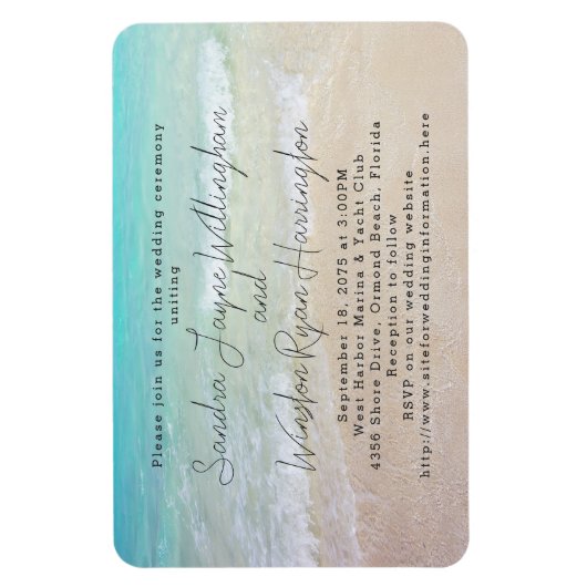 Magnetic Beach Background Wedding Einladung Magnet (Vertikal)