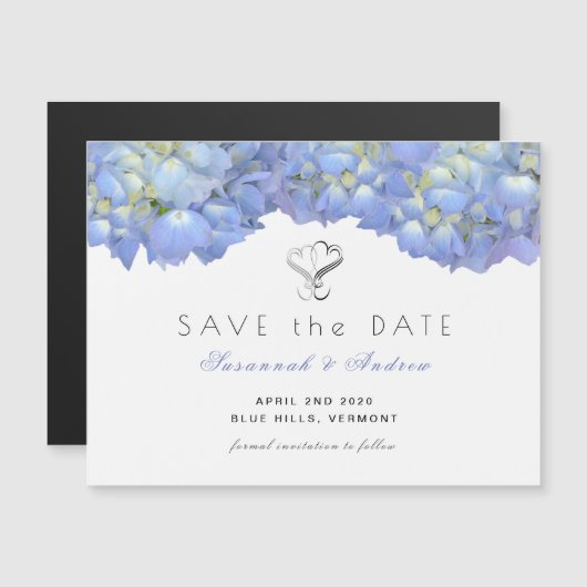 Magnetic Blue Moon Hydrangea Save the Date Karte (Vorne/Hinten)