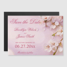 Magnetic Cherry Blossom Elegant Save the Date Magn