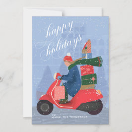 Magnetic Happy Holidays Scooter ohne Foto-Karte Magneteinladung
