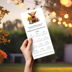 Magnetic Highland Cow Business Calendar 2025 Magnetkarte