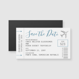 Magnetic Mini Boarding Pass Save the Date Silber Magnetkarte