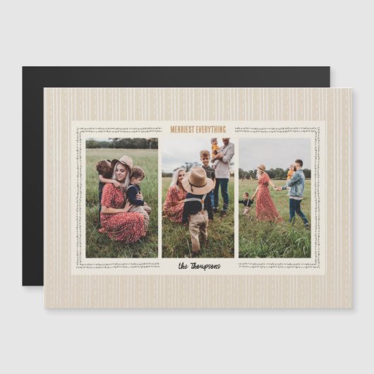 Magnetic Modern Farmhouse Holiday Foto Card Magneteinladung (Vorne/Hinten)