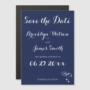 Magnetic Navy Blau Save the Date mit Herz Magneteinladung