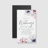 Magnetic Navy Blue Coral Floral Script Hochzeitssc Magnetkarte (Vorne/Hinten)