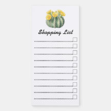 Magnetic Notepad Shopping List Watercolor Cactus