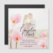 MAGNETIC Pink Calla Lily FOTO Hochzeit Einladung (Vorne/Hinten)