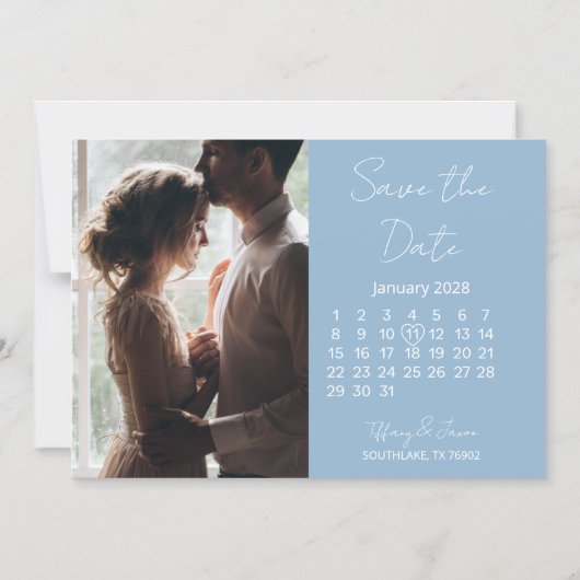 Magnetic Save the Date 31 Days Calendar Light Blue Magneteinladung (Vorderseite)