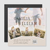 MAGNETICChampagne Blush PHOTO Save the Date QRcode Magnetkarte (Vorne/Hinten)